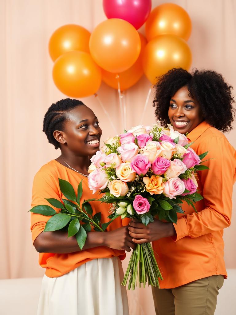 Bouquet handover surprise reaction