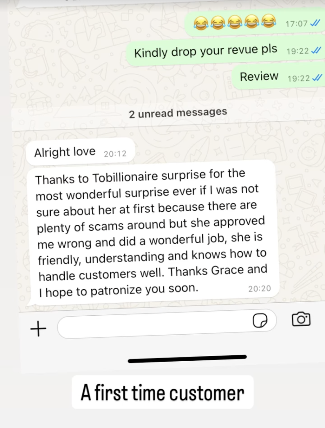 Client WhatsApp review 1